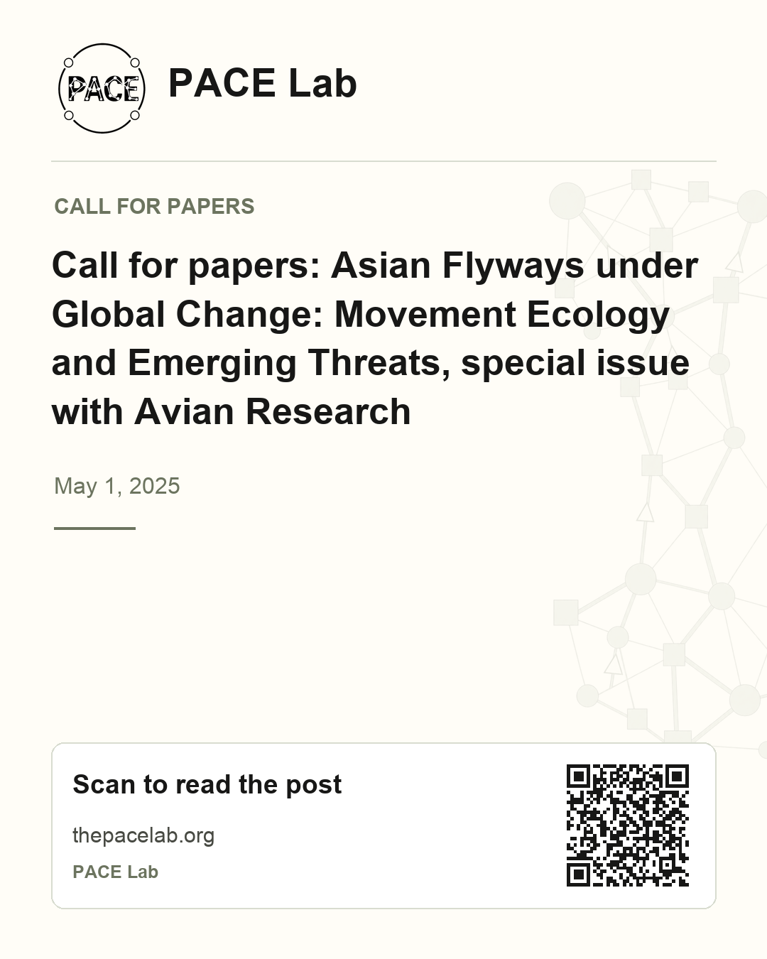 PACE Lab poster for the EN page with a QR code