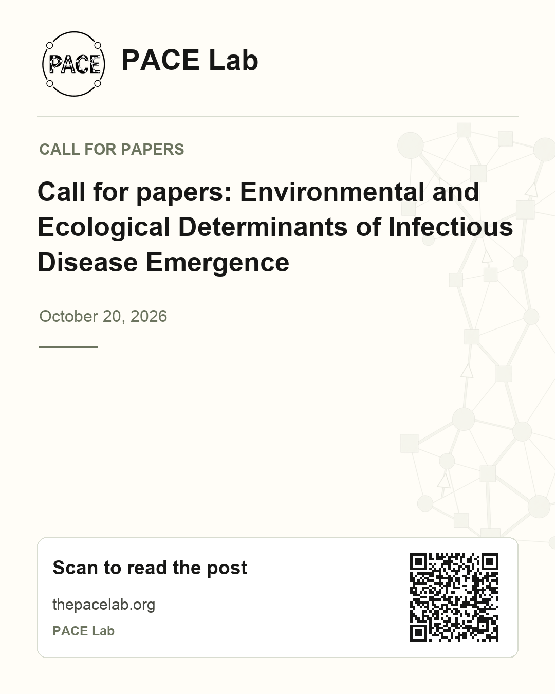 PACE Lab poster for the EN page with a QR code